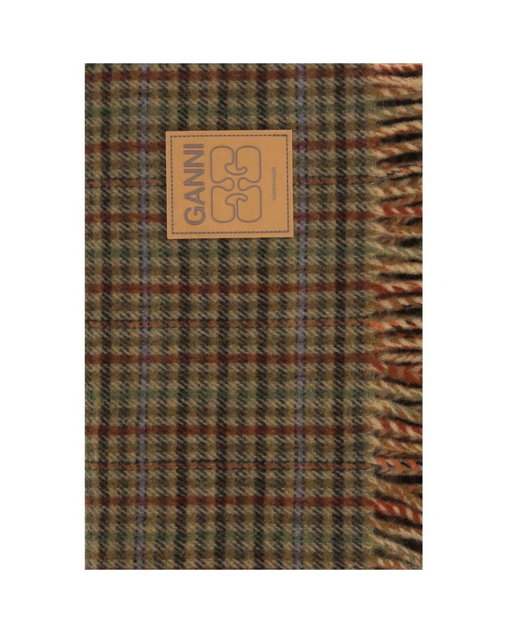 Ganni Multicolor Brown Wool Oves Aries Scarf