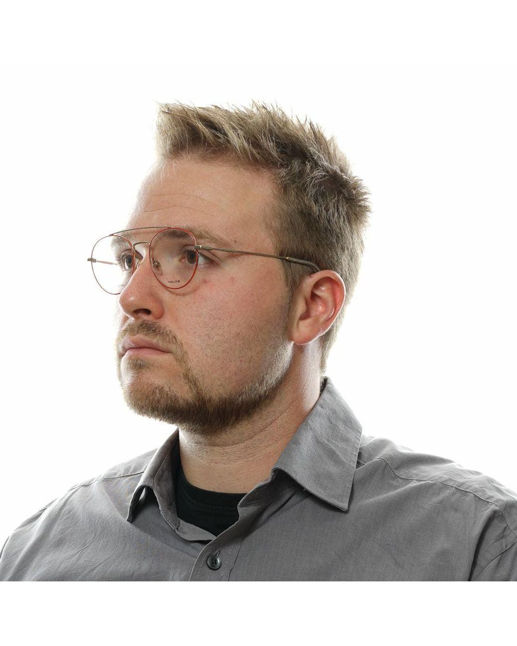 Police Metallic Red Metal & Plastic Glasses (frames) for men