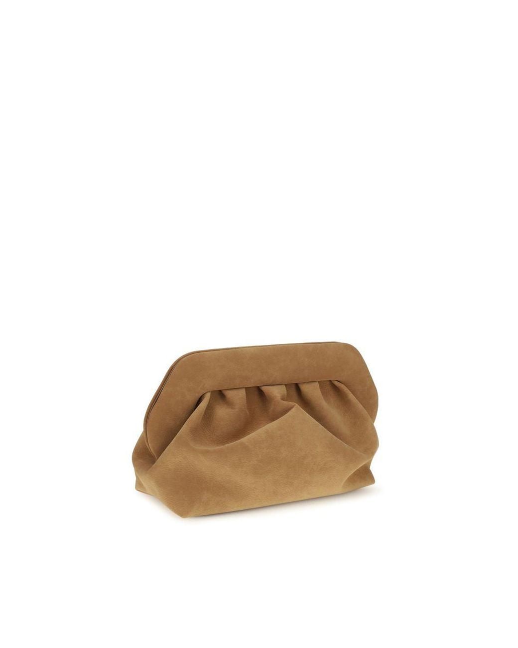 THEMOIRÈ Brown Beige Suede Leather Clutch Bag
