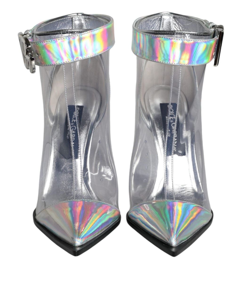 Dolce & Gabbana Metallic Iridescent Pvc Pointed Short Boots Shoes