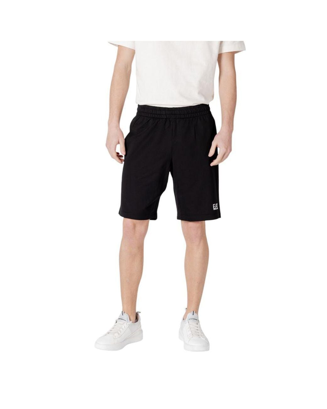 EA7 Black Cotton Bermuda Shorts for men