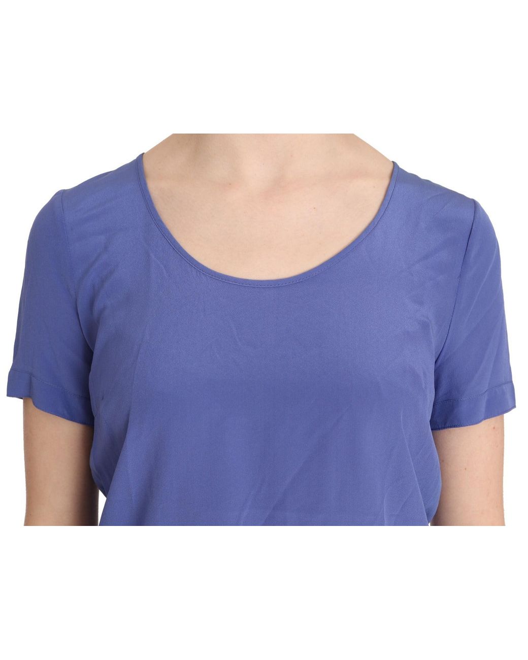 Patrizia Pepe Blue Silk Short Sleeve Casual Top Blouse