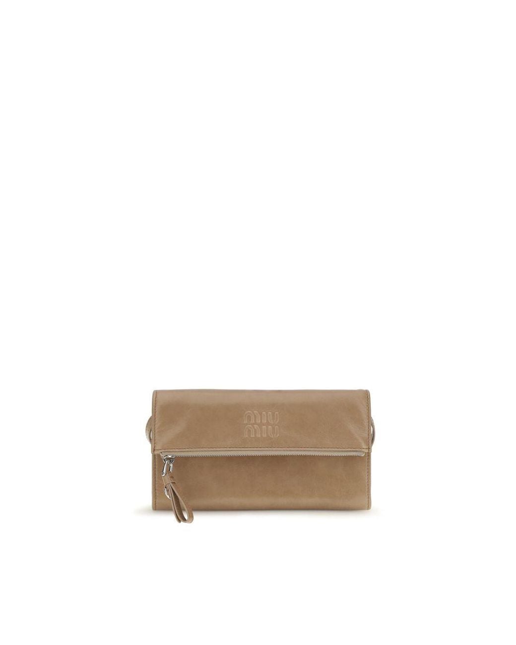 Miu Miu Natural Beige Calf Leather Bos Taurus Clutch Bag