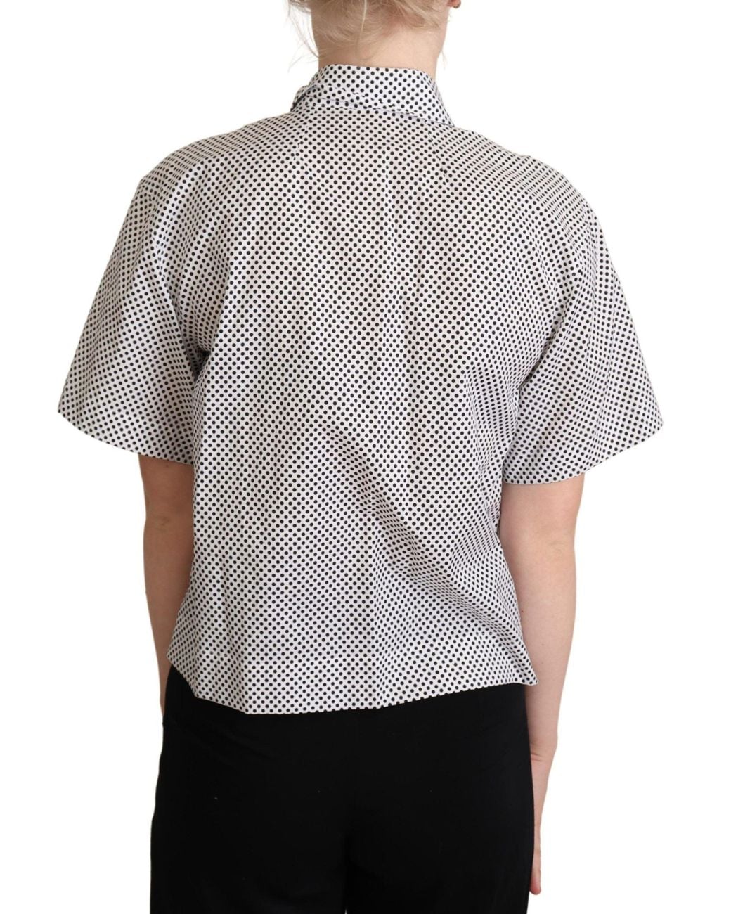 Dolce & Gabbana Gray Polka Dot Collared Shirt