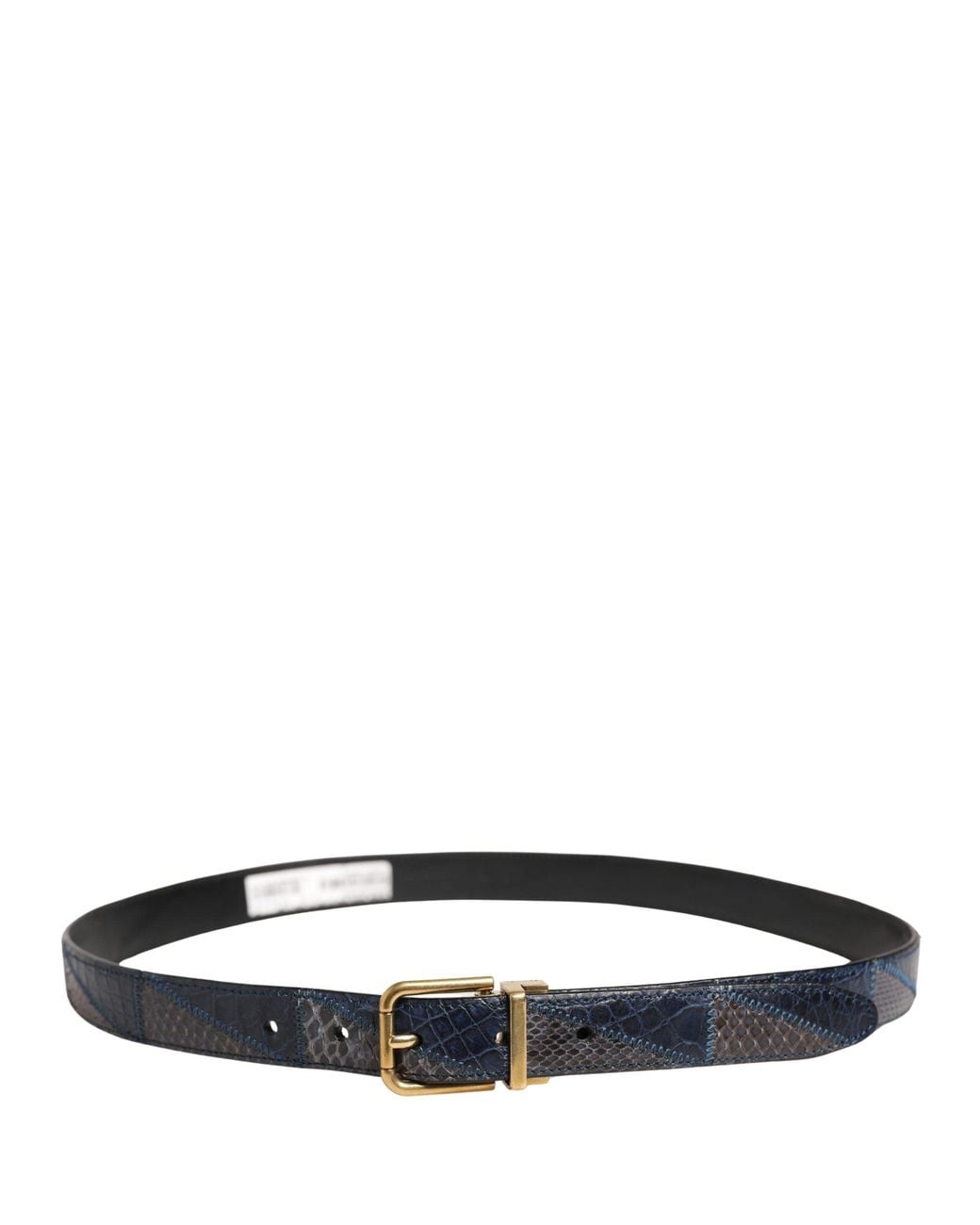 Dolce & Gabbana Blue Leather Metal Buckle Belt Caiman Reticolato Python for men