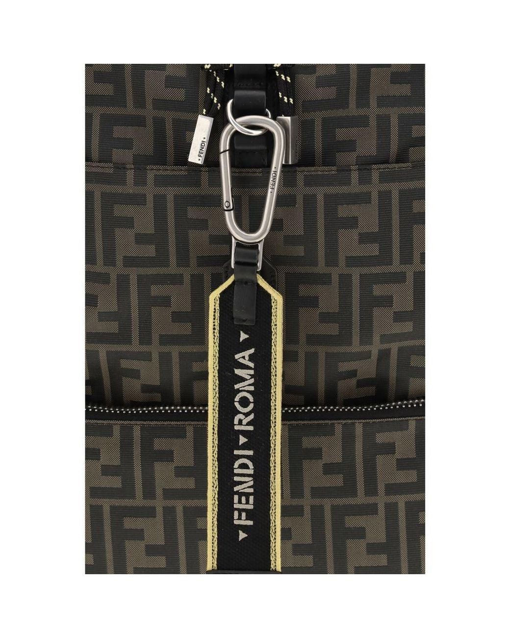 Fendi Black Brown Polyester Backpack for men