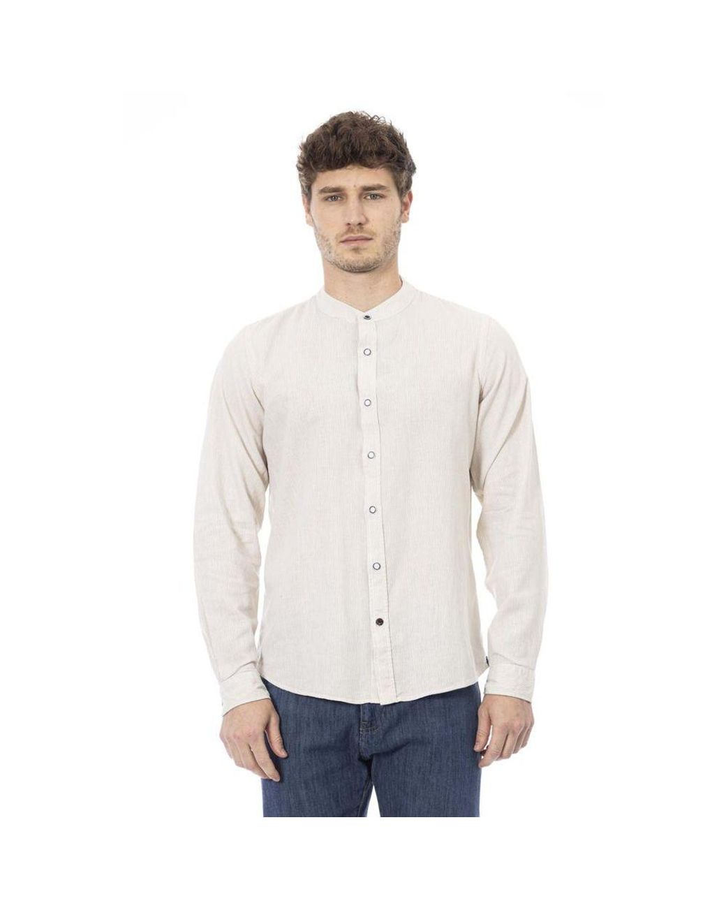 Baldinini White Rayon Long Sleeve T-Shirt for men