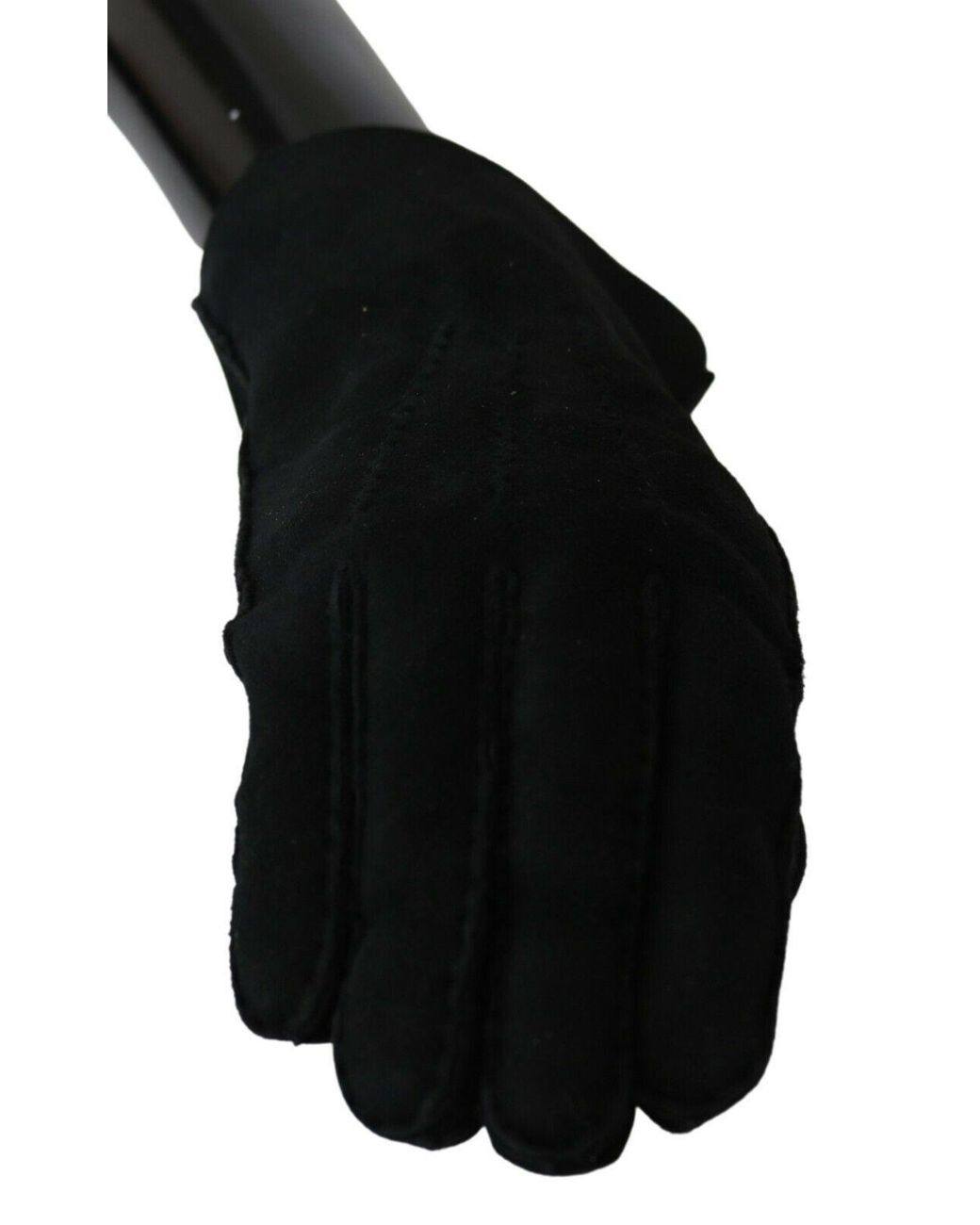 Dolce & Gabbana Black Leather Motorcycle Biker Mitten Gloves