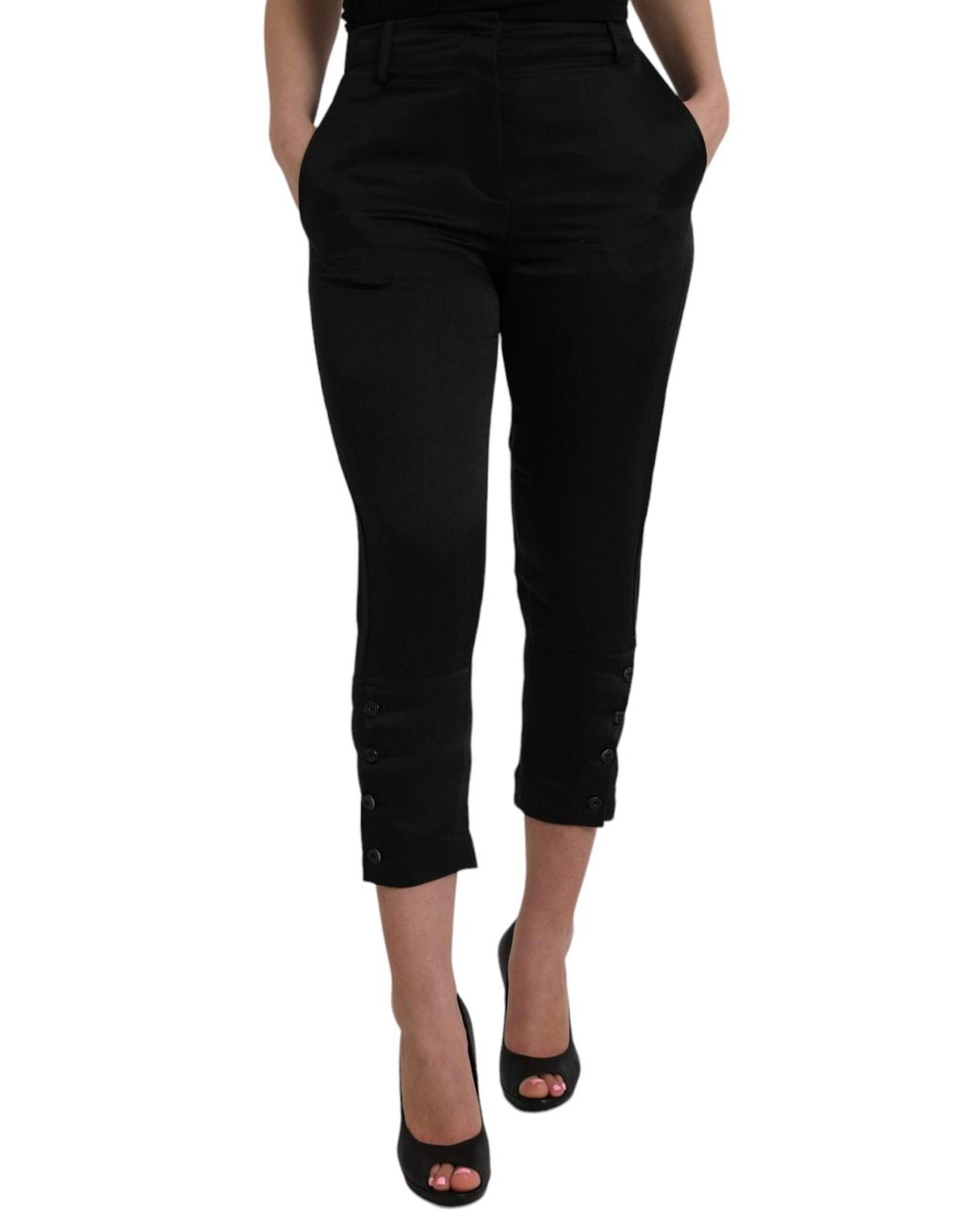 Ermanno Scervino Black High Waist Capri Cropped Pants