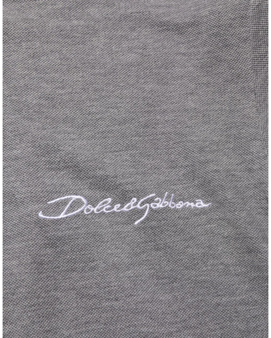 Dolce & Gabbana Gray Logo Embroidery Collared Polo T for men