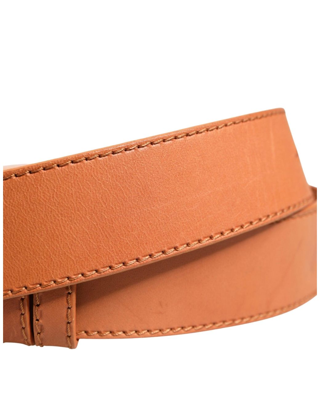 Gianfranco Ferré Orange Leather Hexagon Metal Buckle Waist Belt