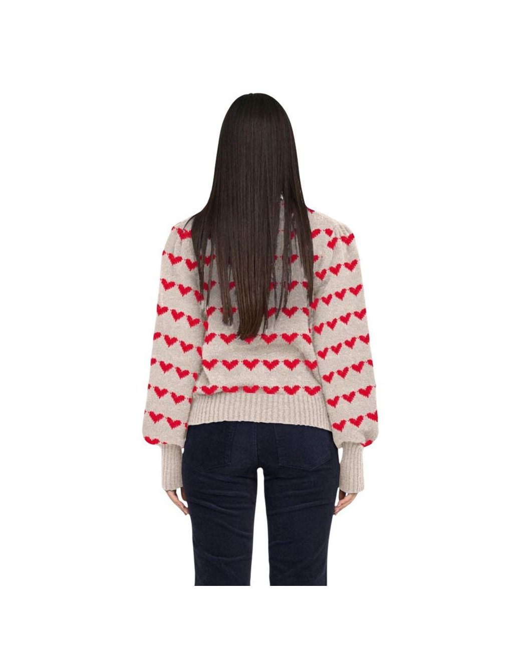Jacqueline De Yong Red Beige Polyester Sweatshirt