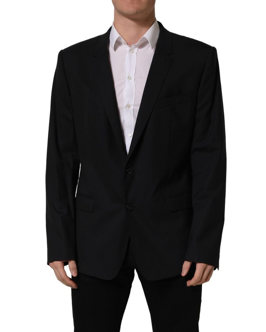 Dolce & Gabbana Black Wool Single Breasted Blazer Jacket for men