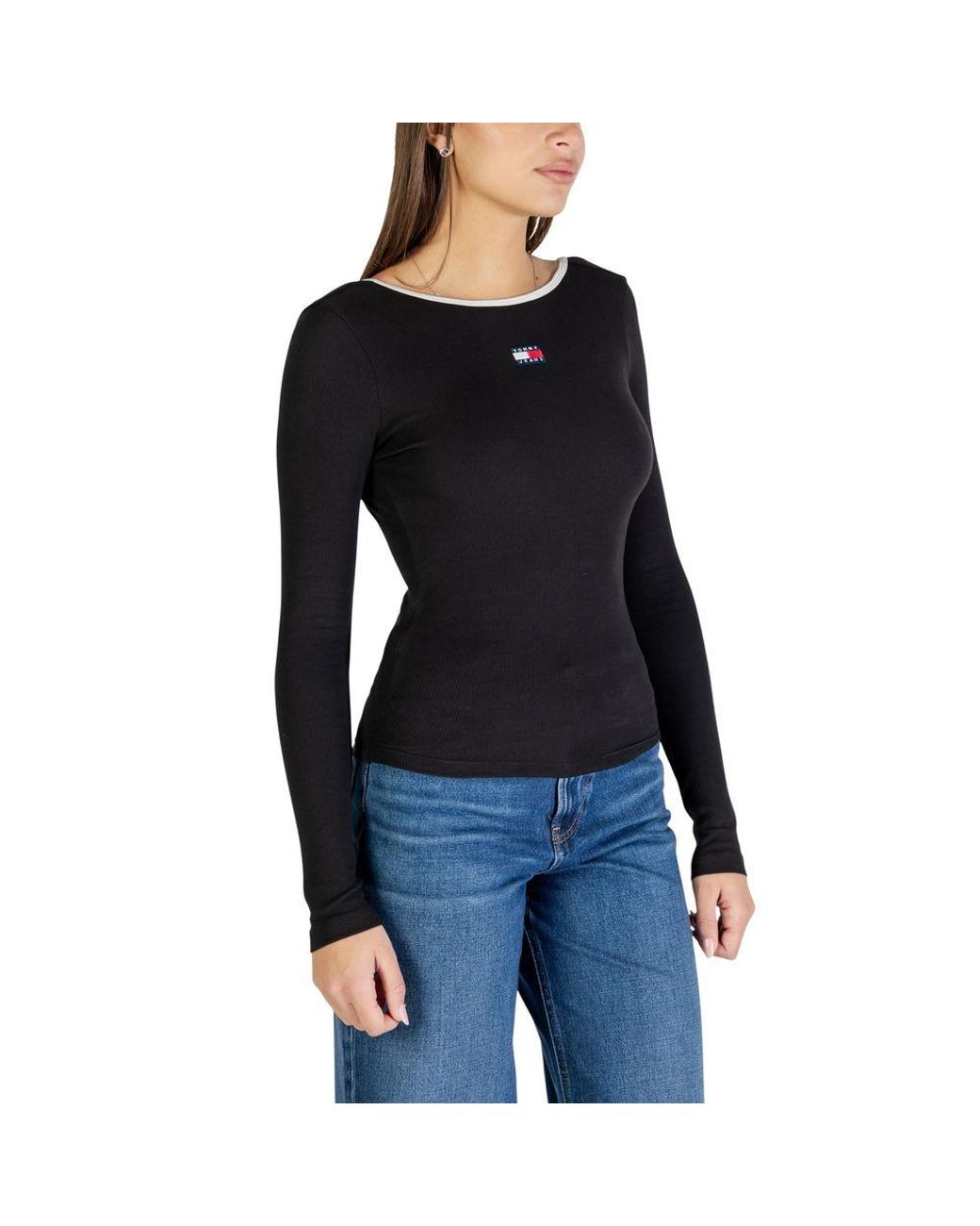 Tommy Hilfiger Black Recycled Cotton Long Sleeve T-Shirt