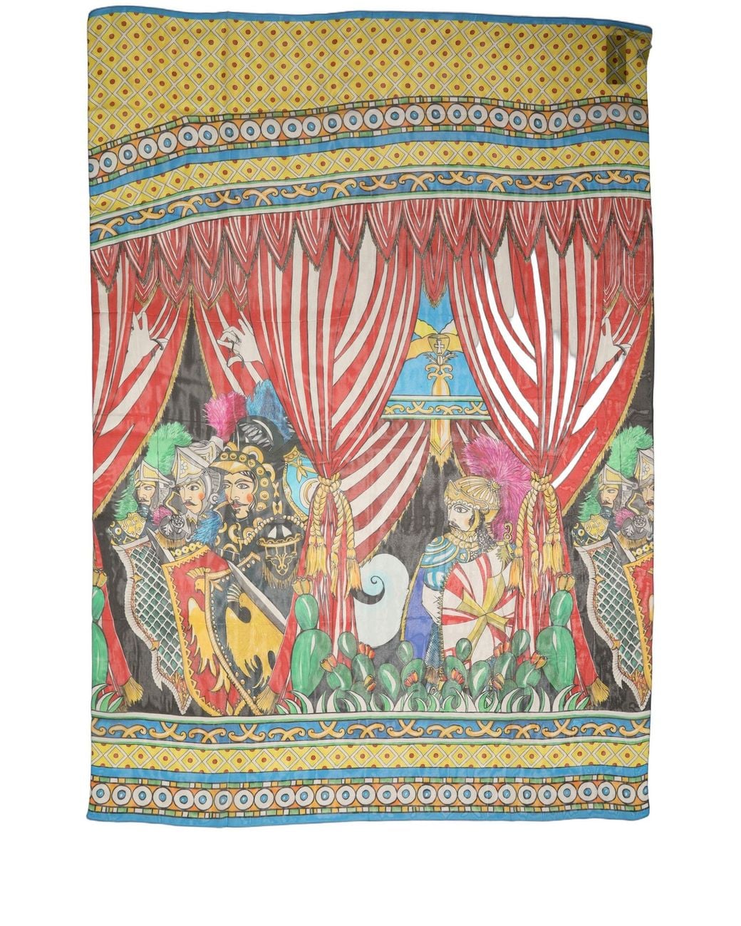 Dolce & Gabbana Blue Multicolor Silk Printed Shawl Stole Scarf