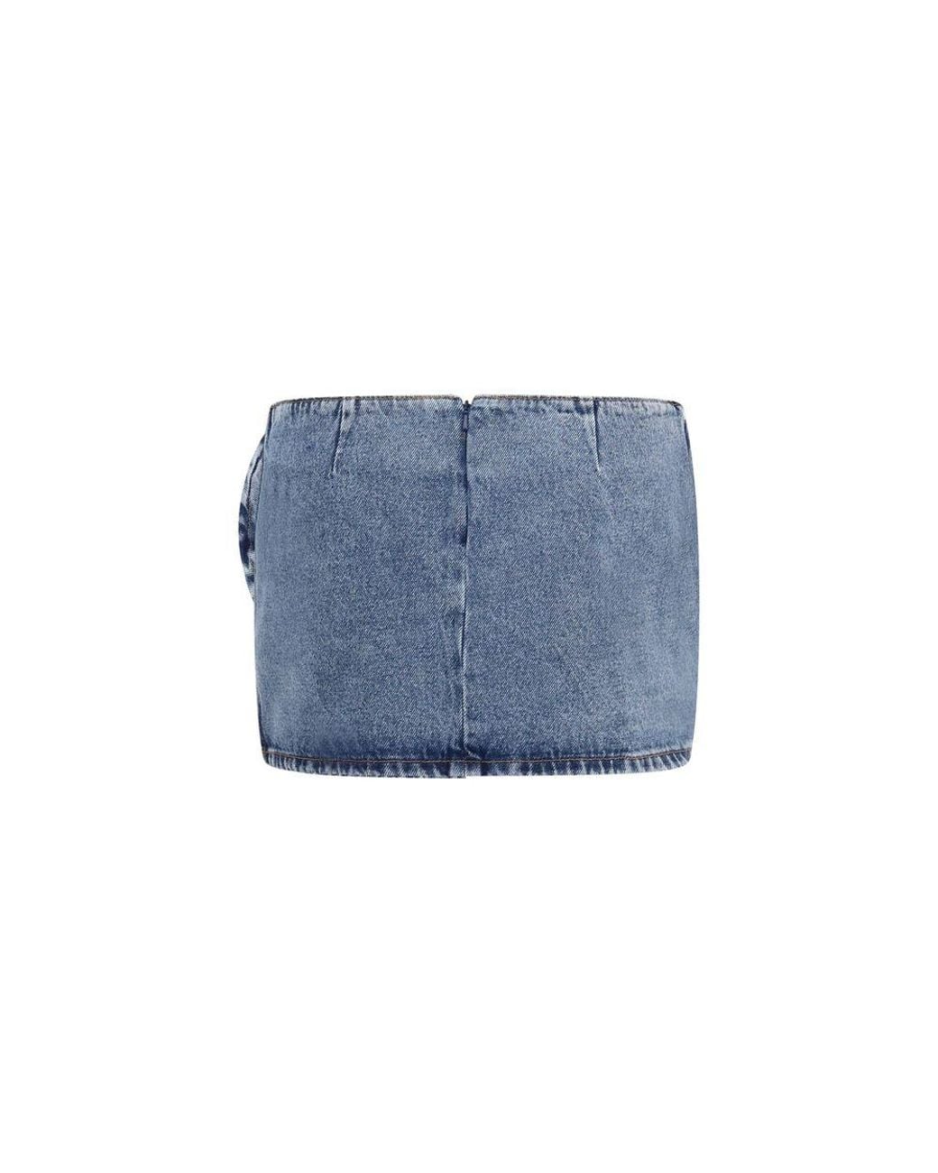 Magda Butrym Blue Cotton Mini Skirt