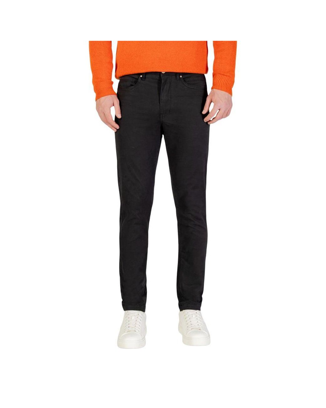 Borghese Black Gray Cotton Skinny Pants for men