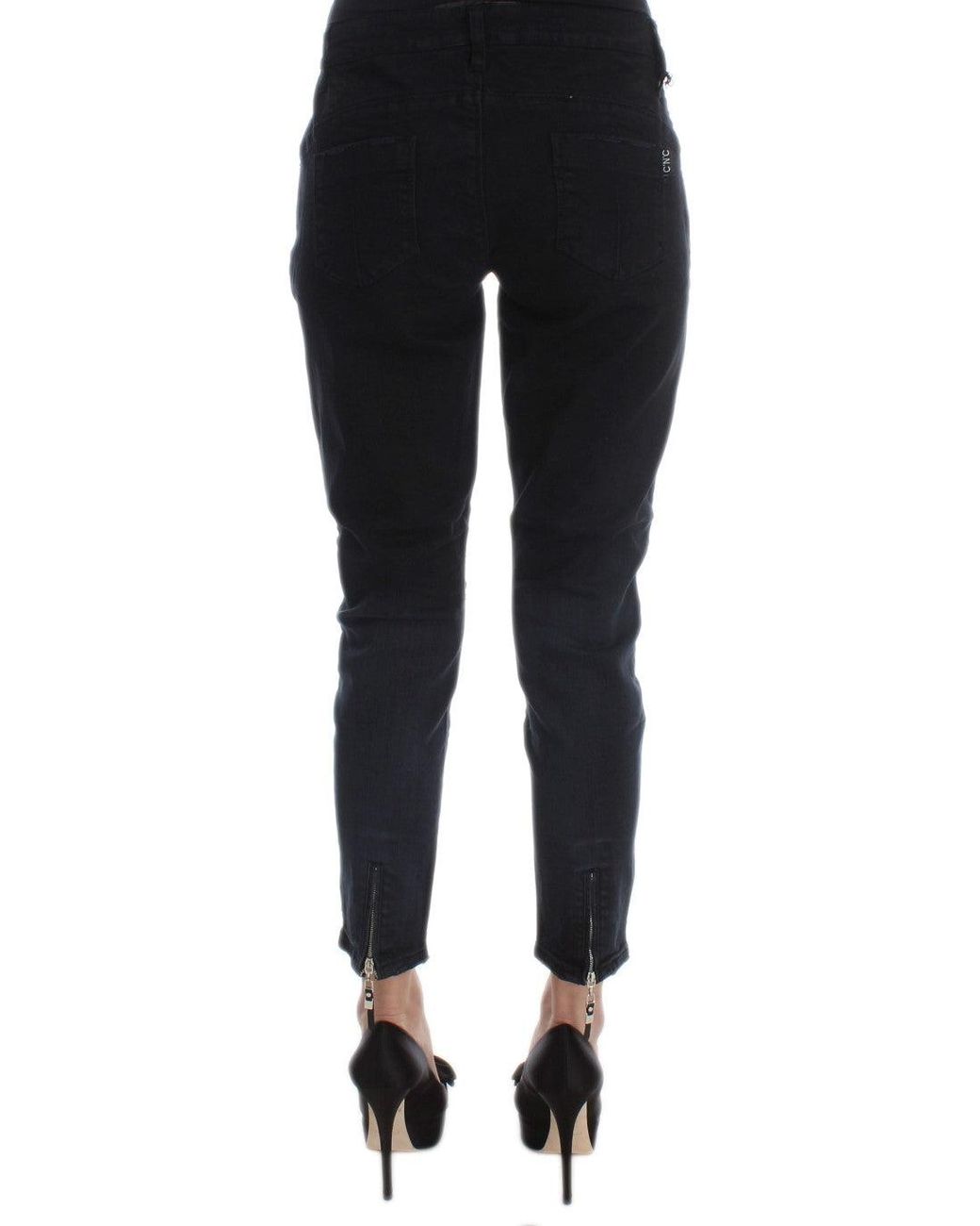 CoSTUME NATIONAL Black Cotton Slim Fit Cropped Jeans