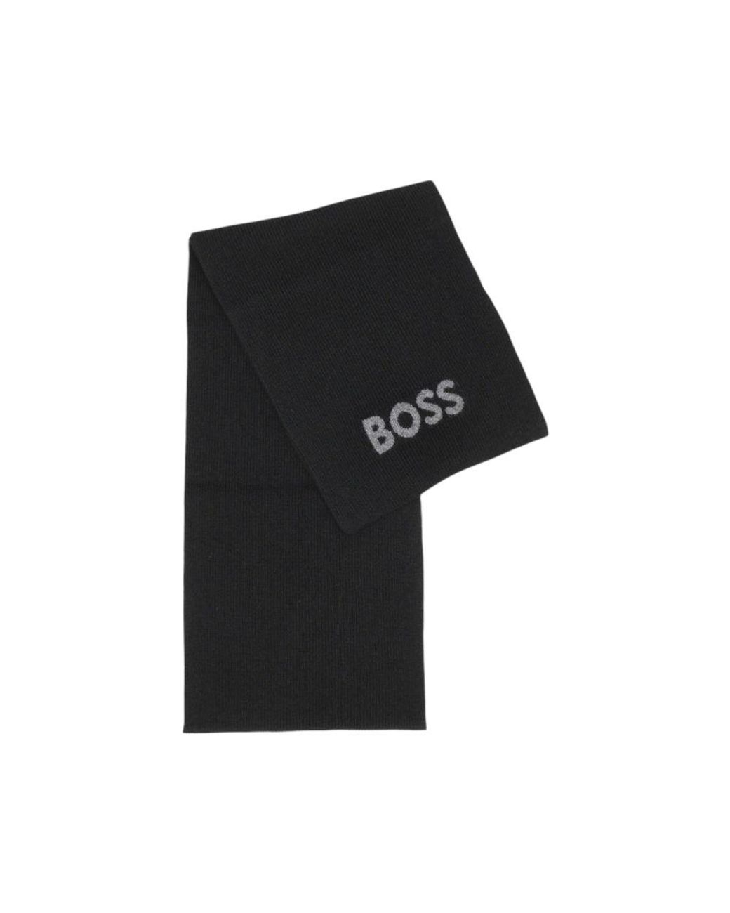 Boss Black Polyacrylic Scarf for men