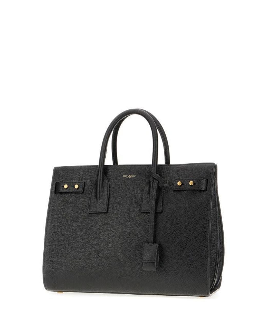 Saint Laurent Black Calf Leather Sac De Jour Handbag