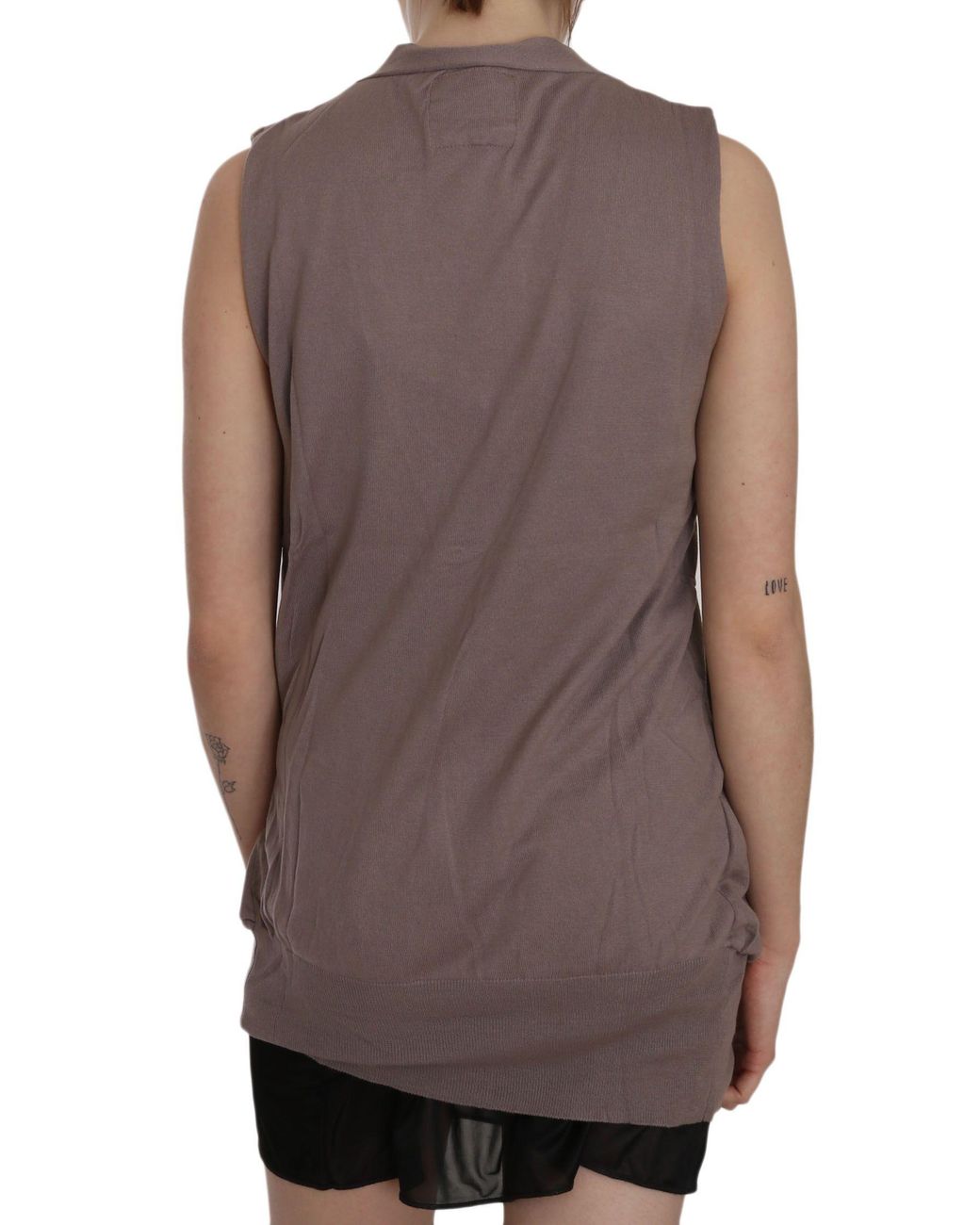 Pink Memories Brown Memories Chic Sleeveless Cotton Cardigan Top