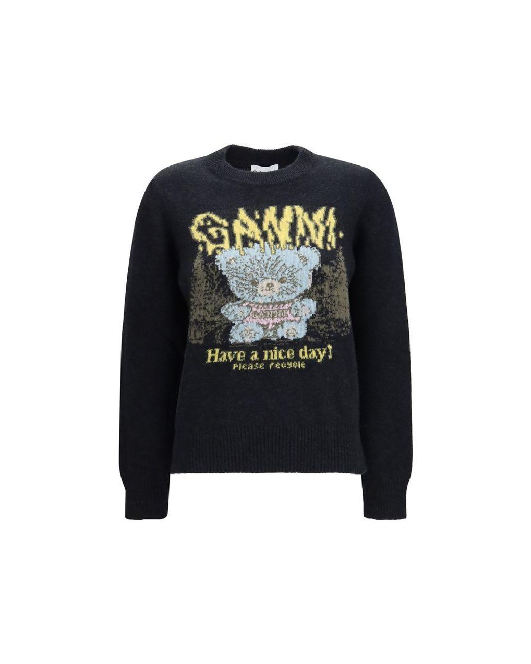 Ganni Black Recycled Wool Sweatshirt