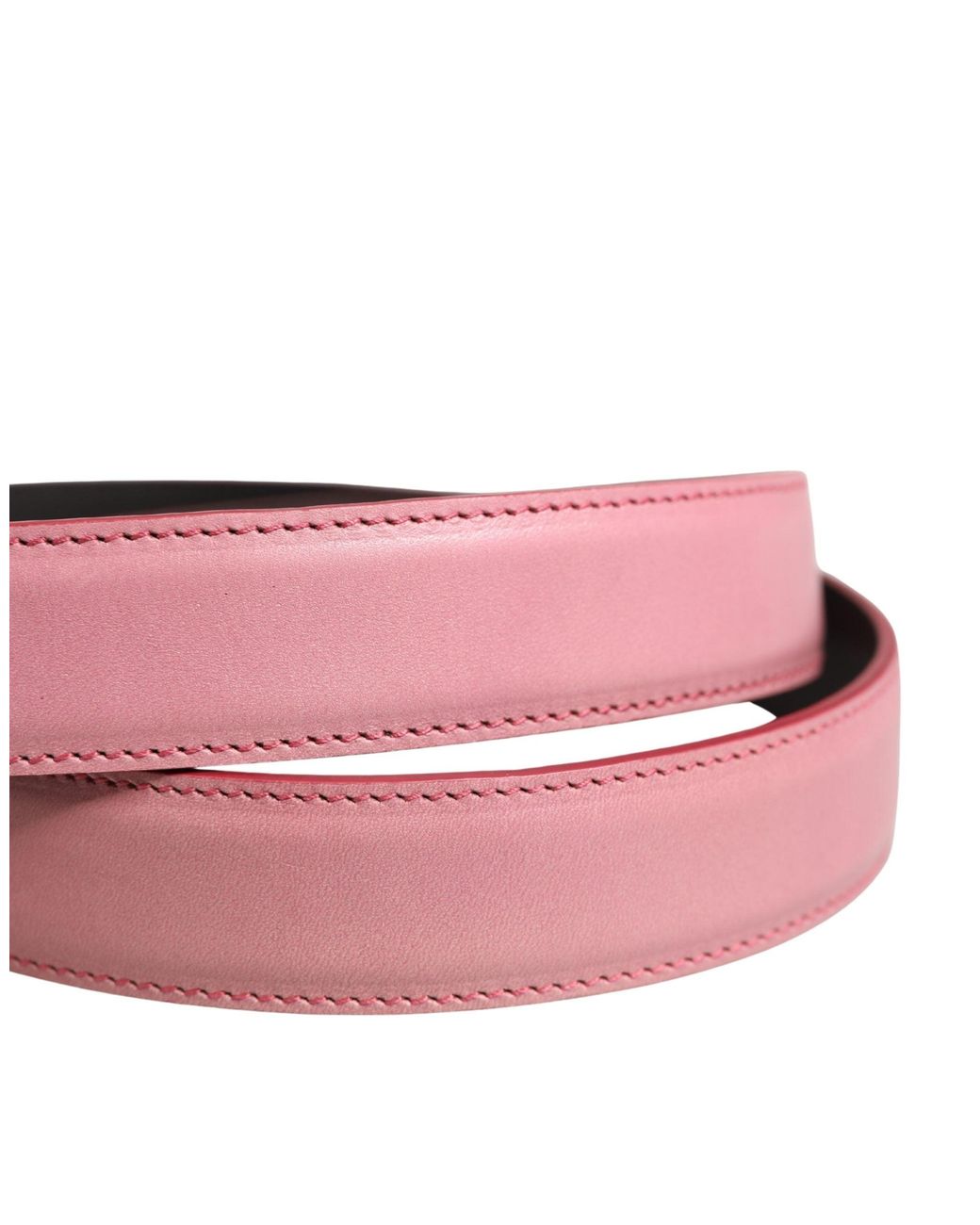 Dolce & Gabbana Pink Classic Leather Metal Buckle Belt Calf for men