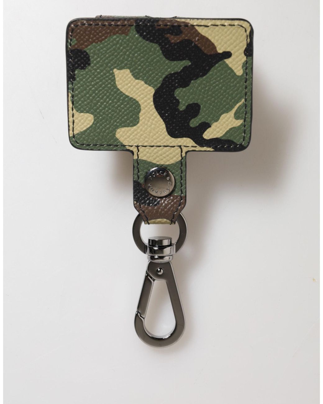 Dolce & Gabbana Multicolor Camouflage Leather Metal Accessory Airpods Case for men