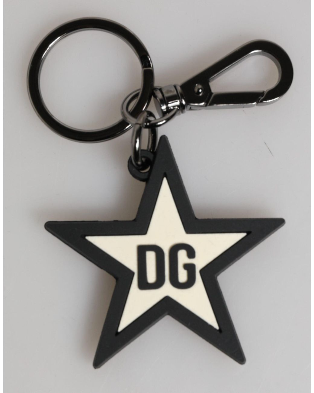 Dolce & Gabbana Gray Dg Logo Star Rubber Keychain Keyring for men