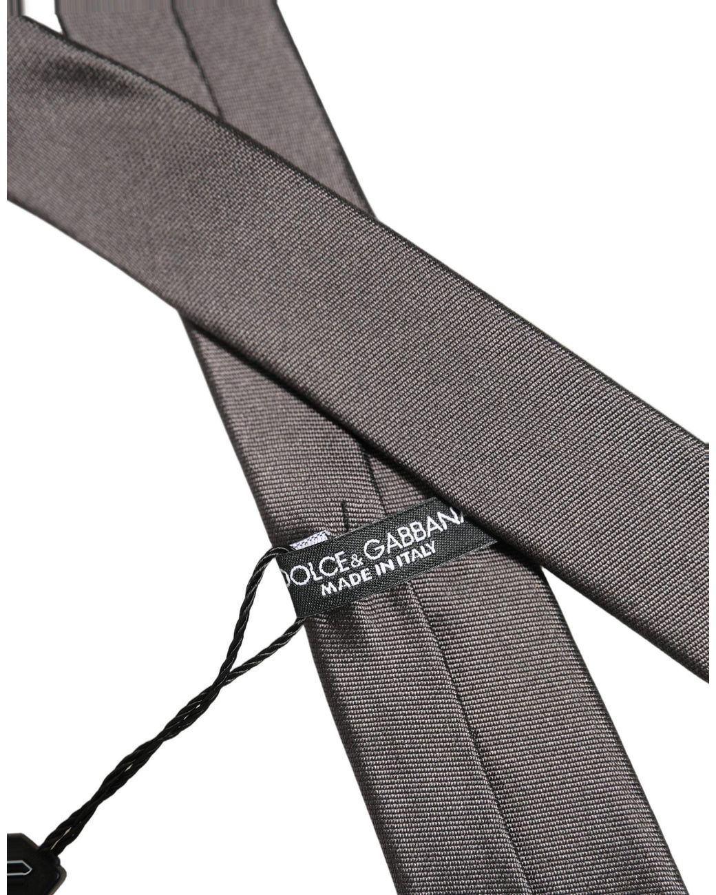 Dolce & Gabbana Gray Woven 100% Silk Adjustable Neckmen's Accessory Tie for men