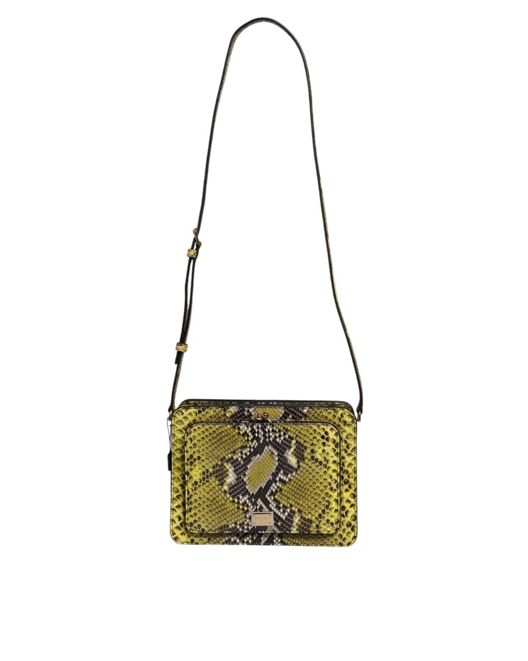 【VIP価格】DOLCE&GABBANA Green Exotic Leather Crossbody Bag Dolce & Gabbana Green Exotic Leather Dg Plaque Crossbody