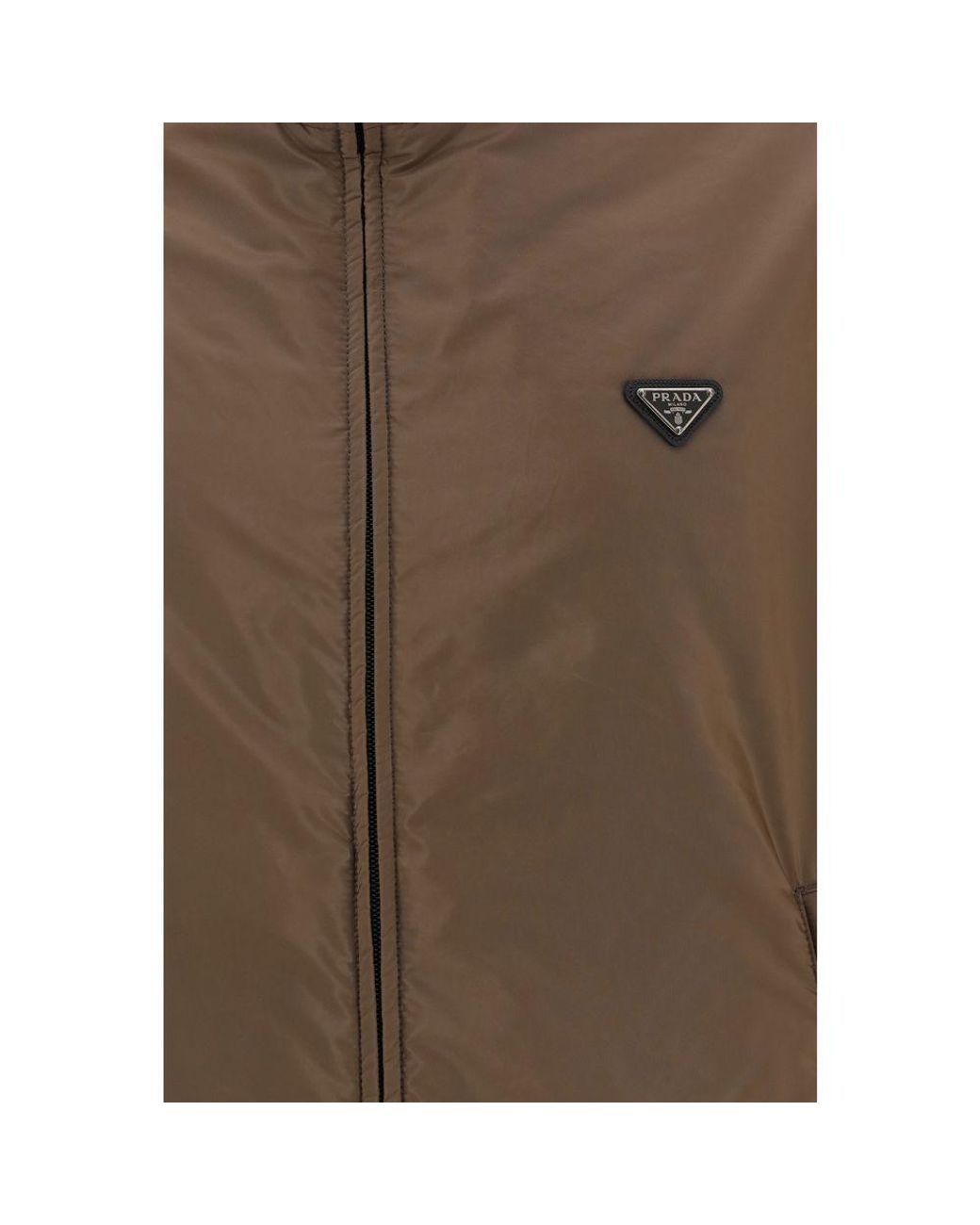 Prada Brown Recycled Polyamide Full-Length Jacket for men