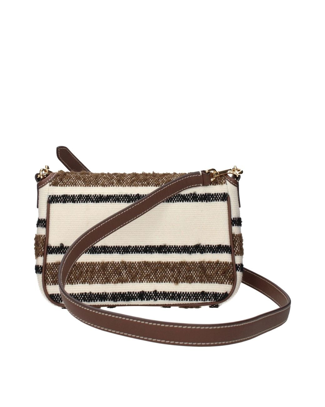 Tory Burch Gray Beige Fabric Crossbody Bag