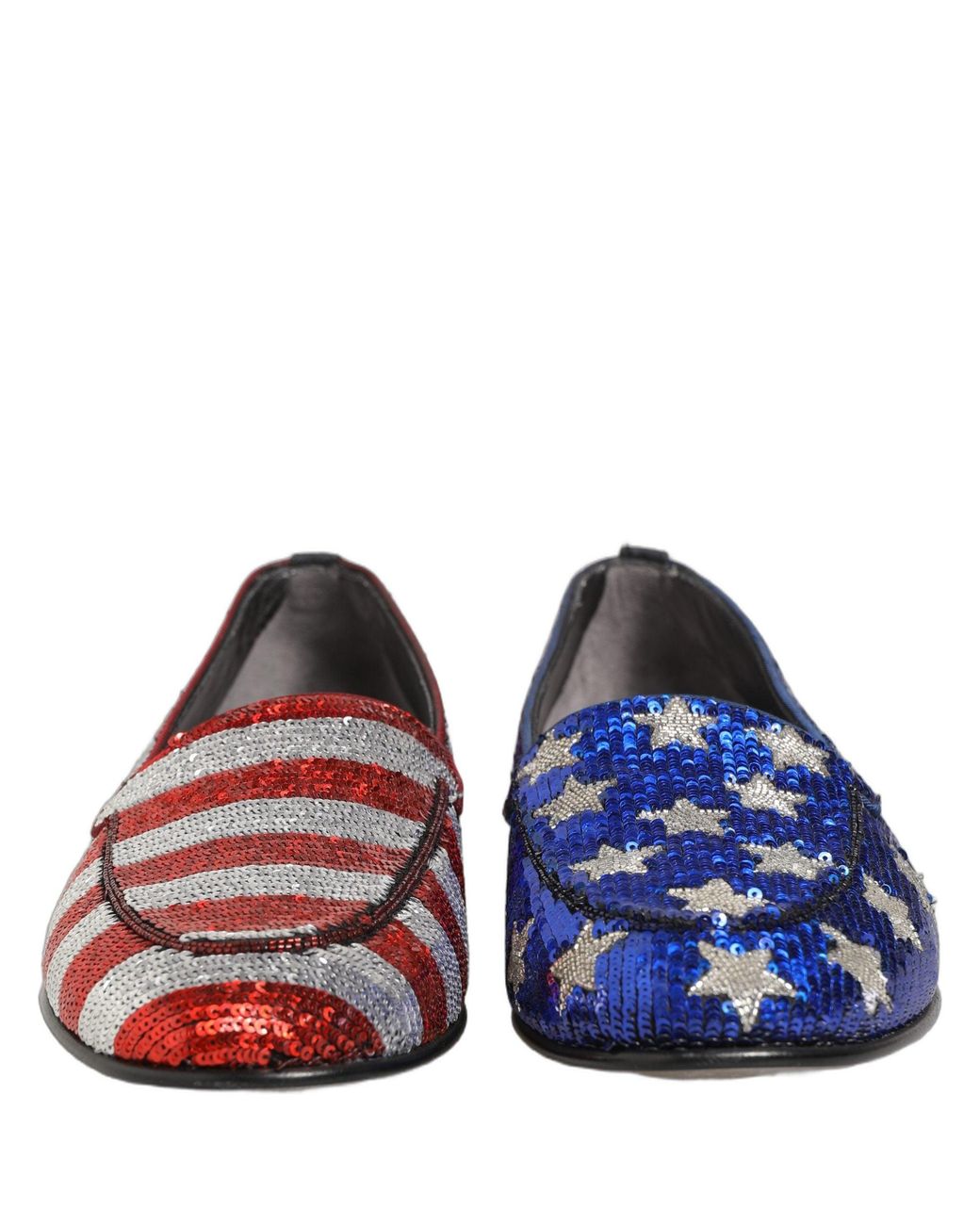 Dolce & Gabbana Red Multicolor Flag Sequin Dress Loafers Shoes for men