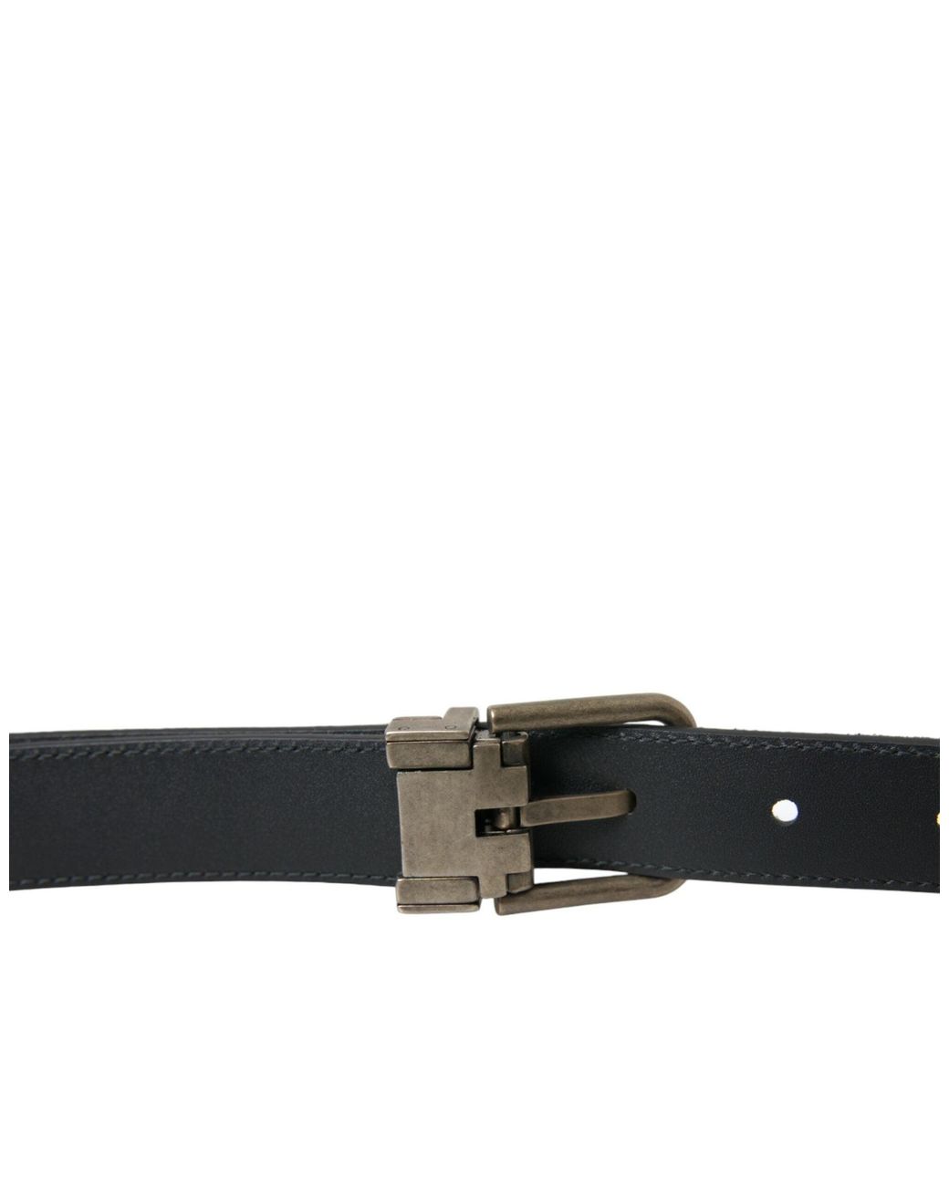 Dolce & Gabbana Black Elegant Leather Belt With Metal Buckle for men