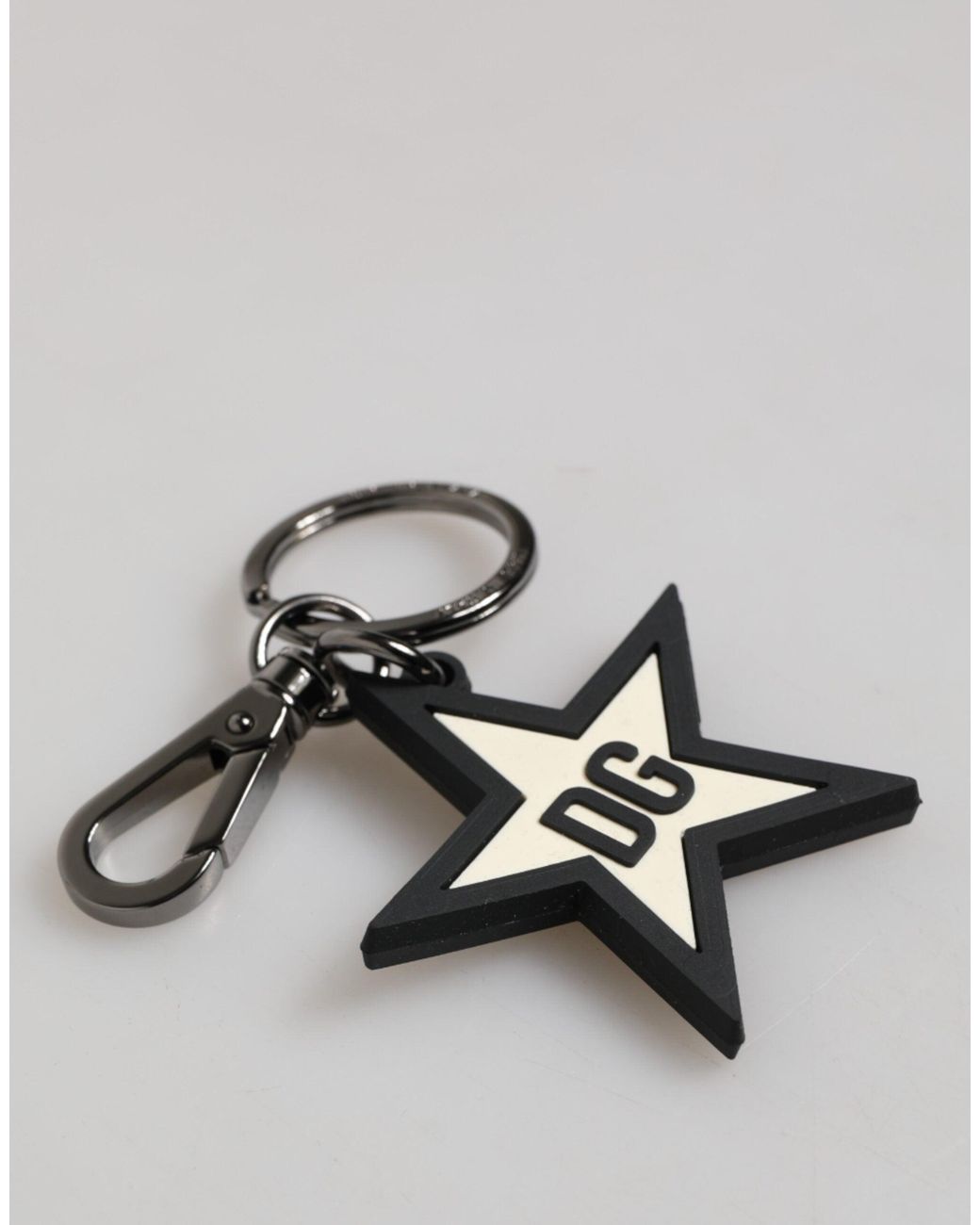 Dolce & Gabbana Gray Dg Logo Star Rubber Keychain Keyring for men