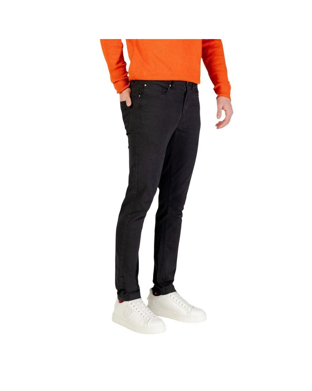 Borghese Black Gray Cotton Skinny Pants for men