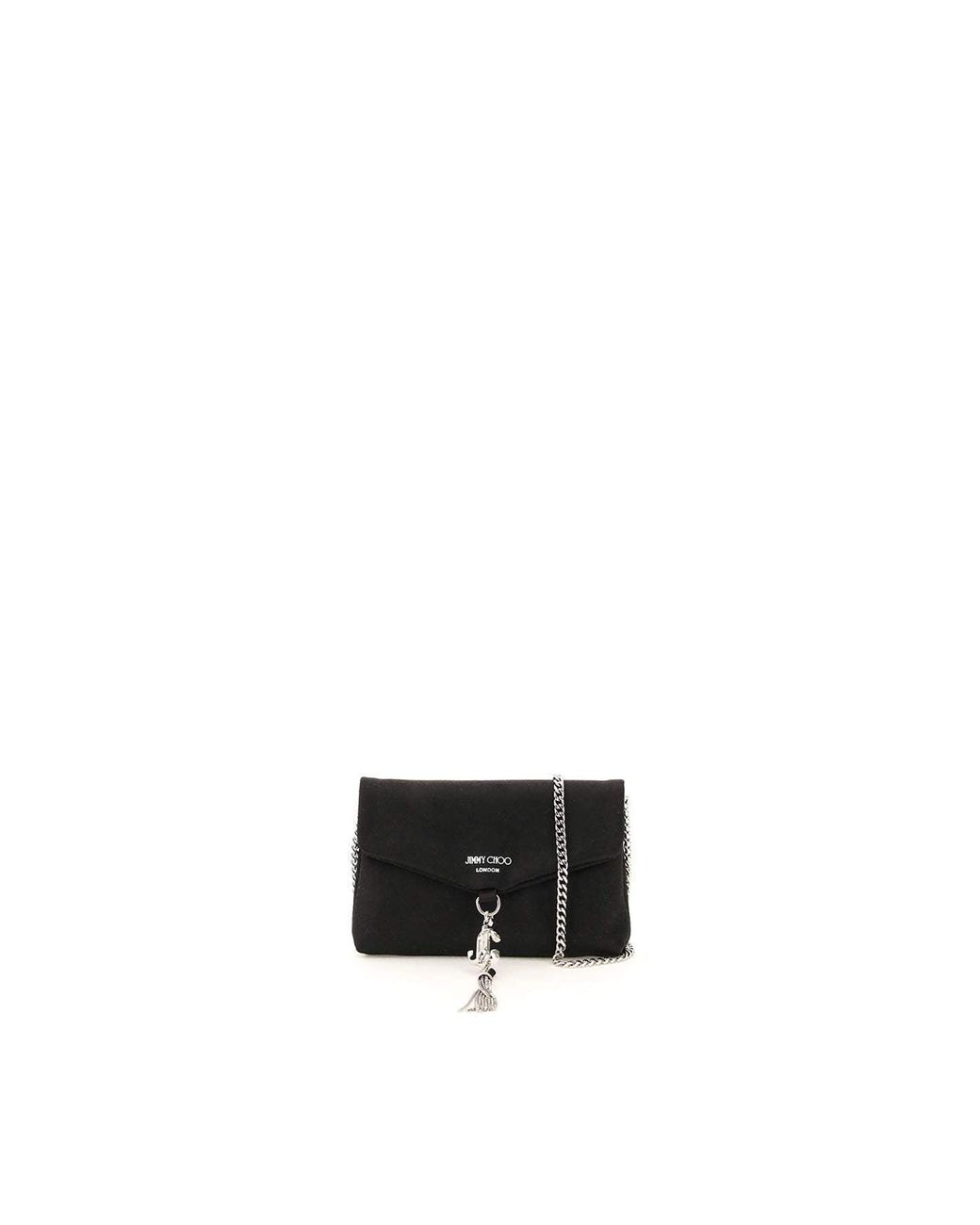 Jimmy Choo Satin Card Holder With Chain in Black | Lyst