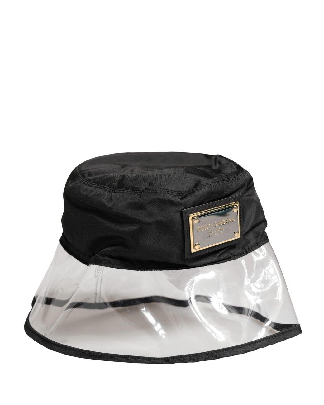 Dolce & Gabbana Black Plastic Fisherman Bucket Capello Hat Polyester for men