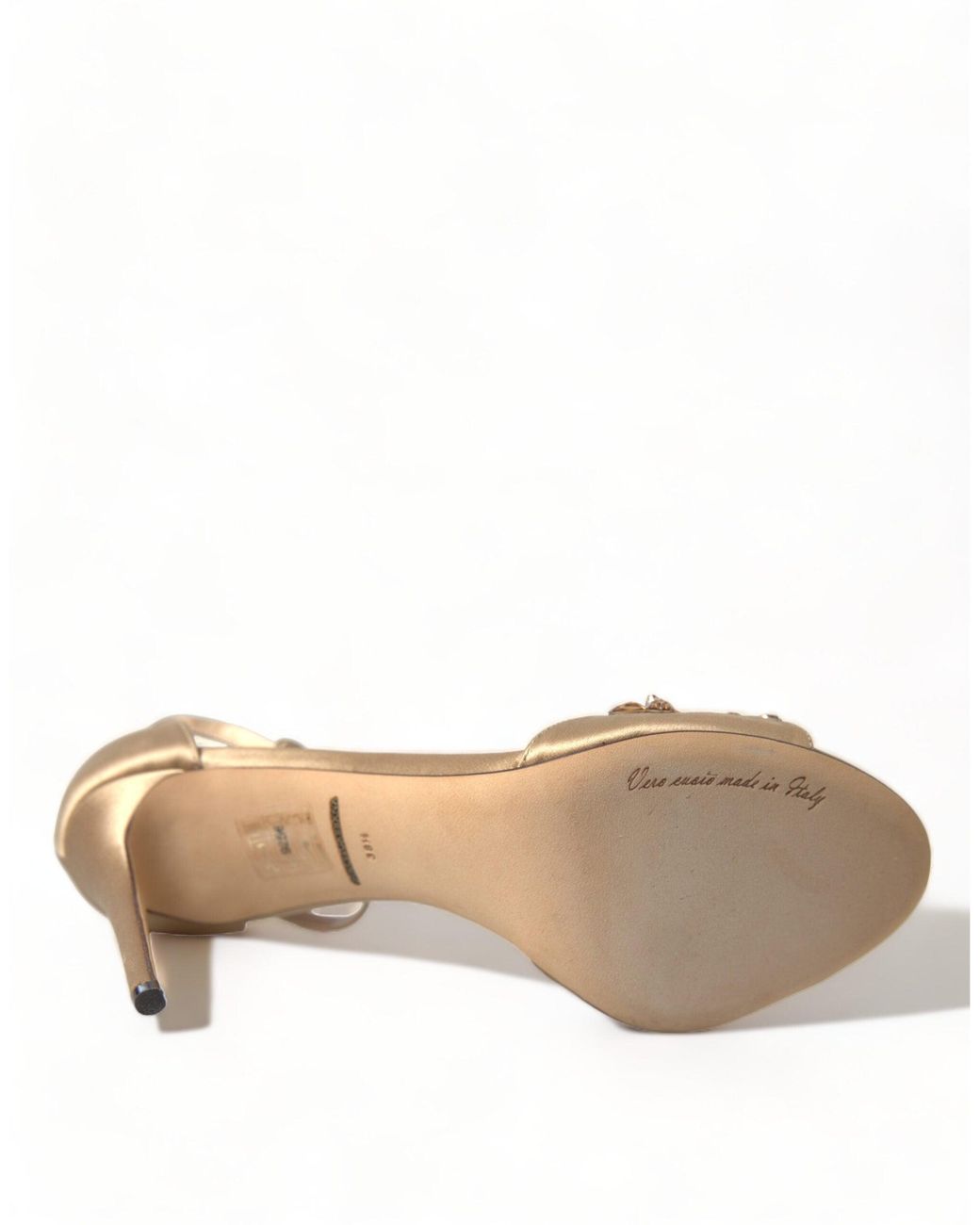 Dolce & Gabbana Metallic Satin Ankle Strap Crystal Sandals Shoes