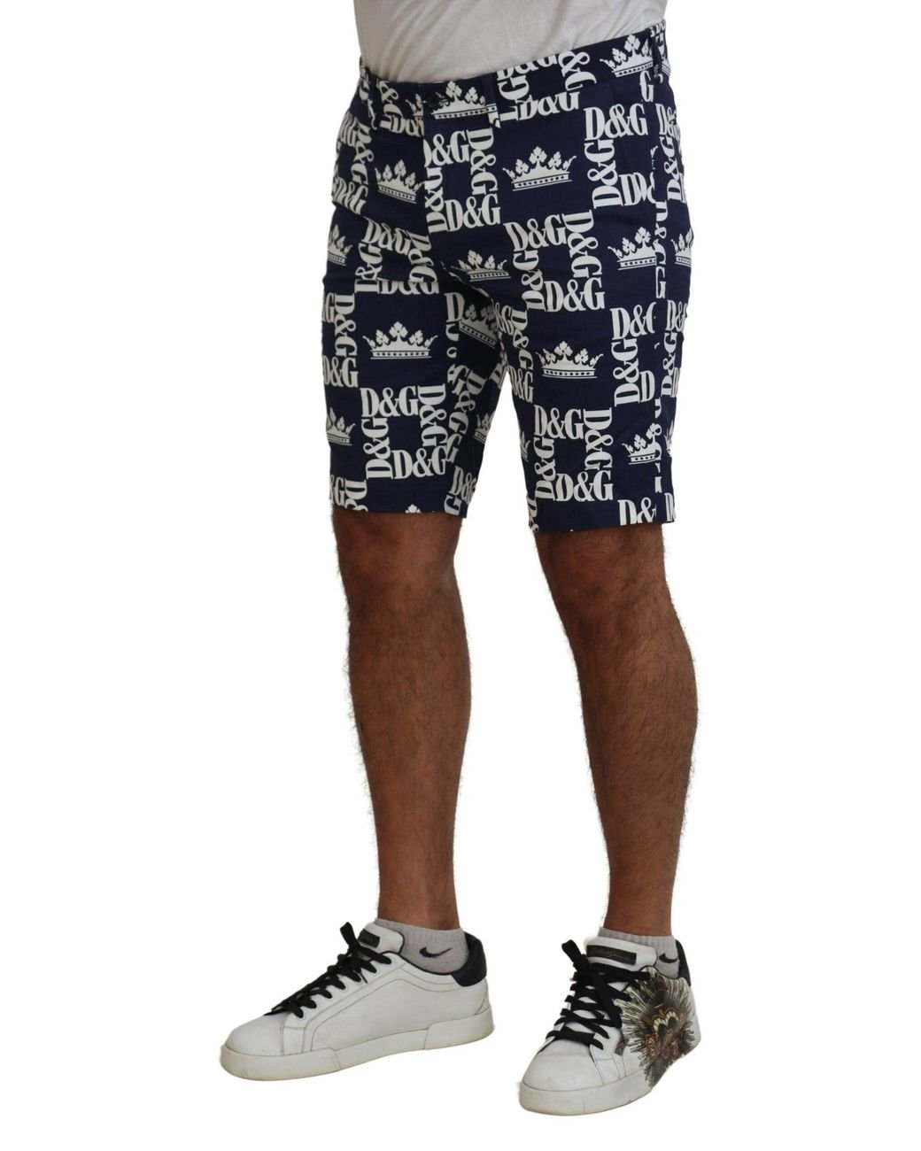 Dolce & Gabbana Black Logo Print Cotton Chinos Shorts for men