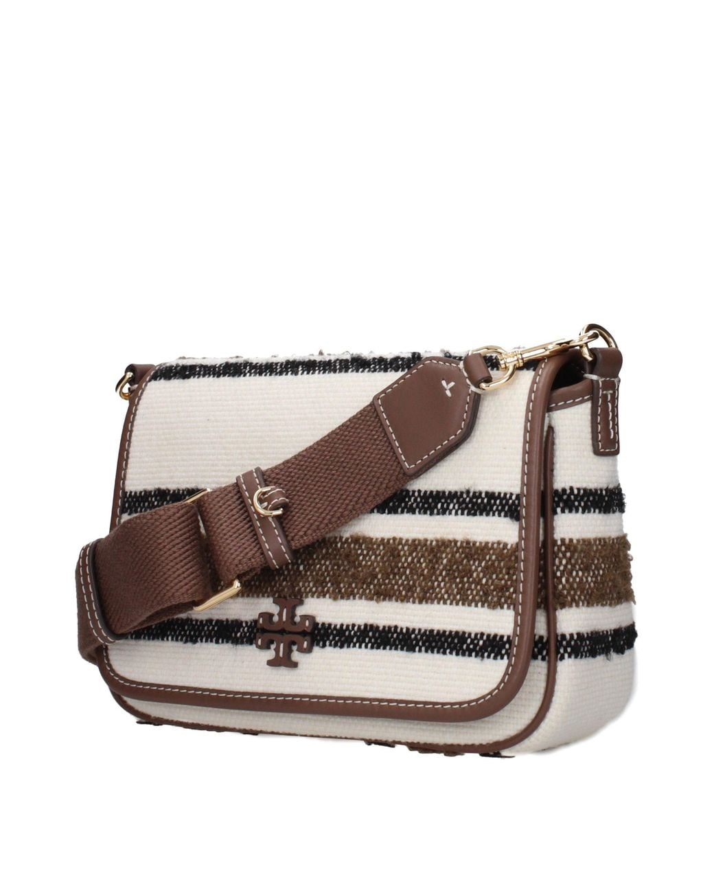 Tory Burch Gray Beige Fabric Crossbody Bag