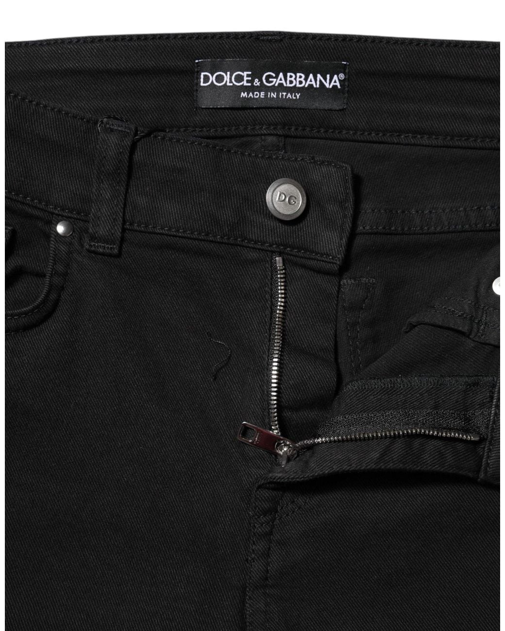 Dolce & Gabbana Black Cotton Logo Skinny Midwaist Denim Jeans for men