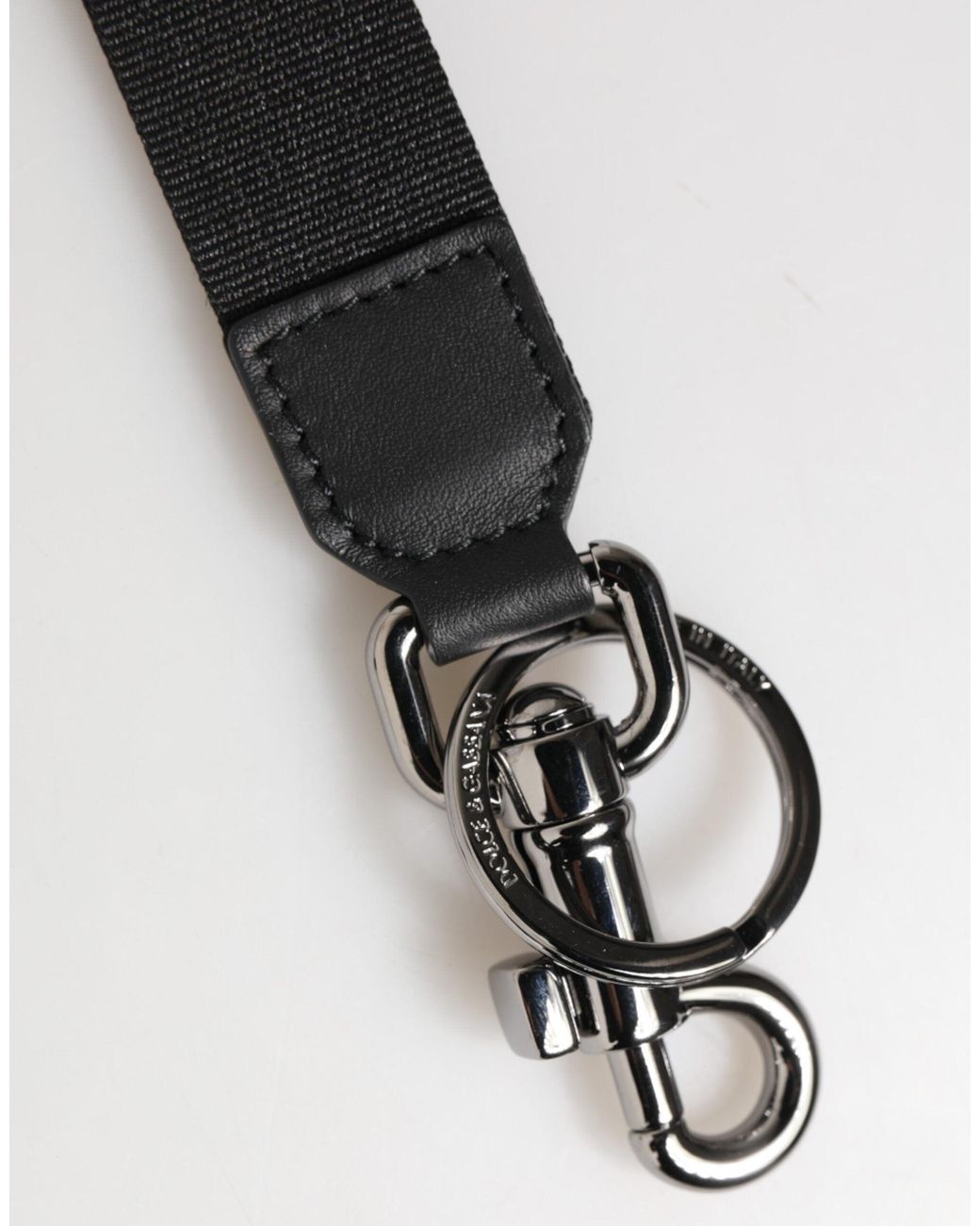 Dolce & Gabbana White Dolce & Gabbana Logo-Embroidered Polyester Key Case for men
