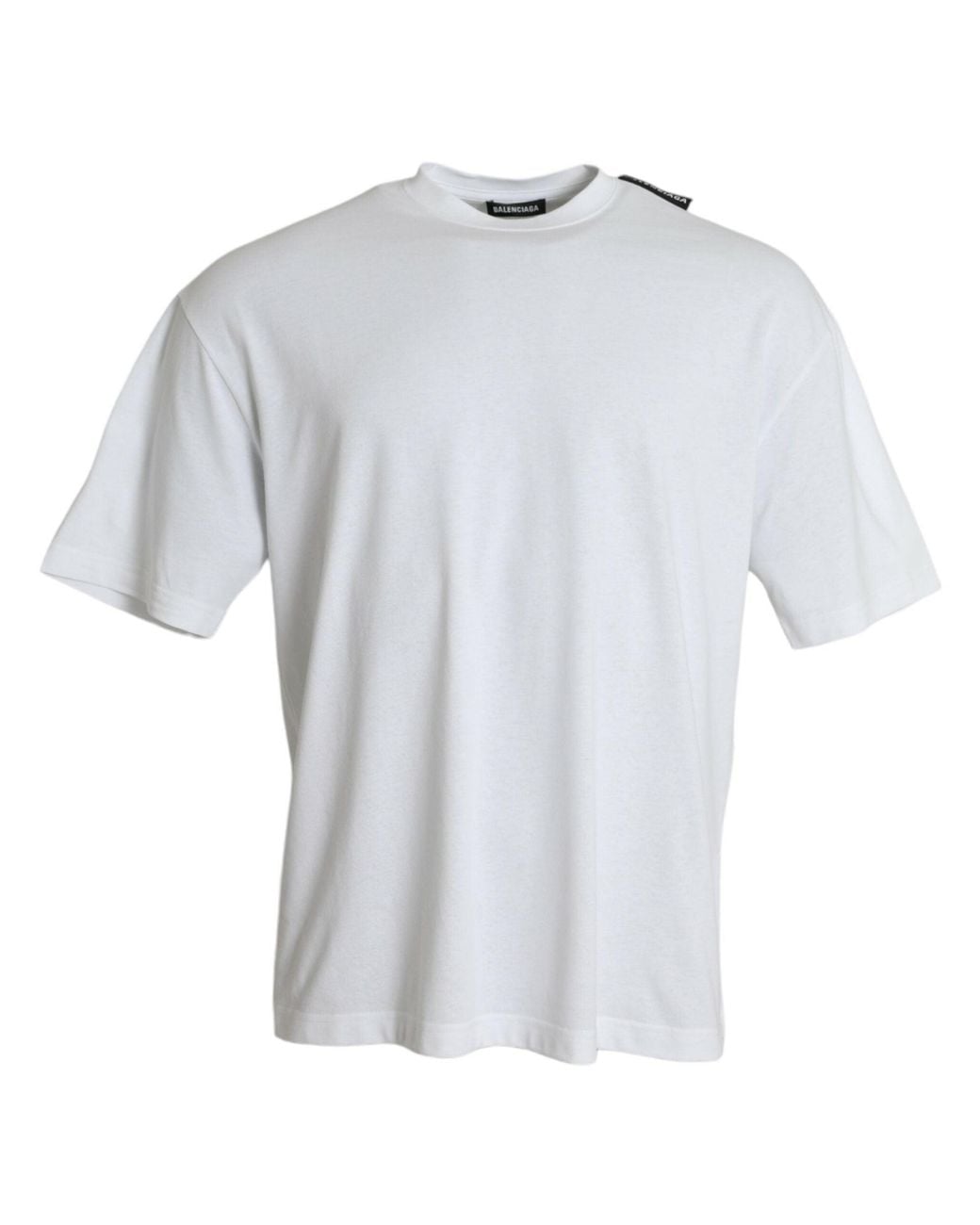 Balenciaga White Off Cotton Jersey Round Neck T-Shirt for men
