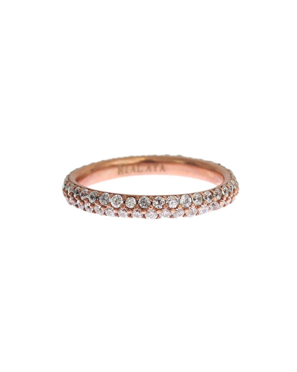 Nialaya Black Pink Gold 925 Silver Clear Cz Ring