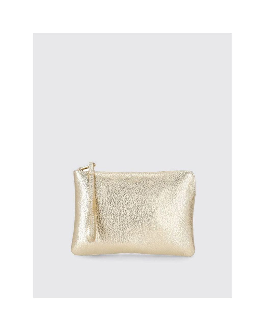 Coccinelle White Gold Leather Clutch Bag