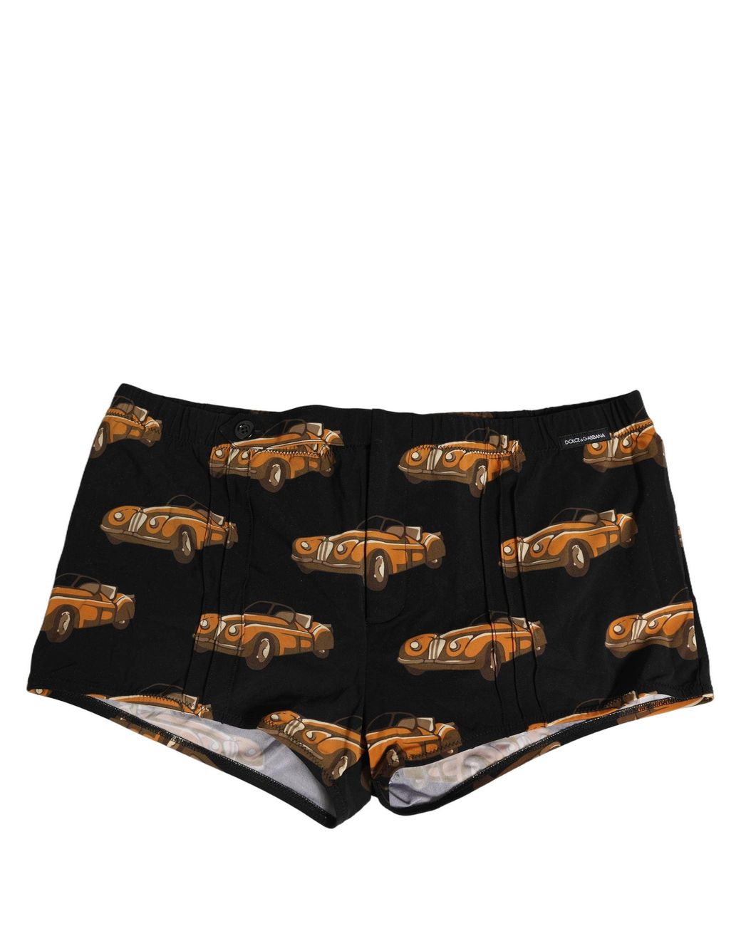 Dolce & Gabbana Black Car Print Swim Trunk Beachwear Swimwear Blended Fabric Clothing for men