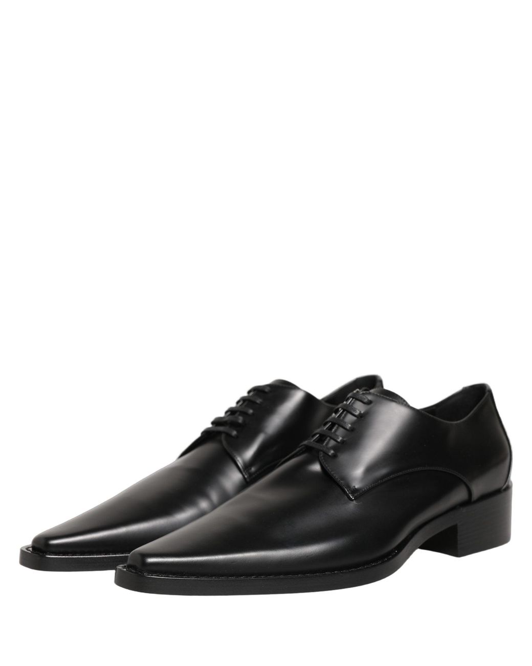 Dolce & Gabbana Black Leather Lace Up Derby Dress Shoes