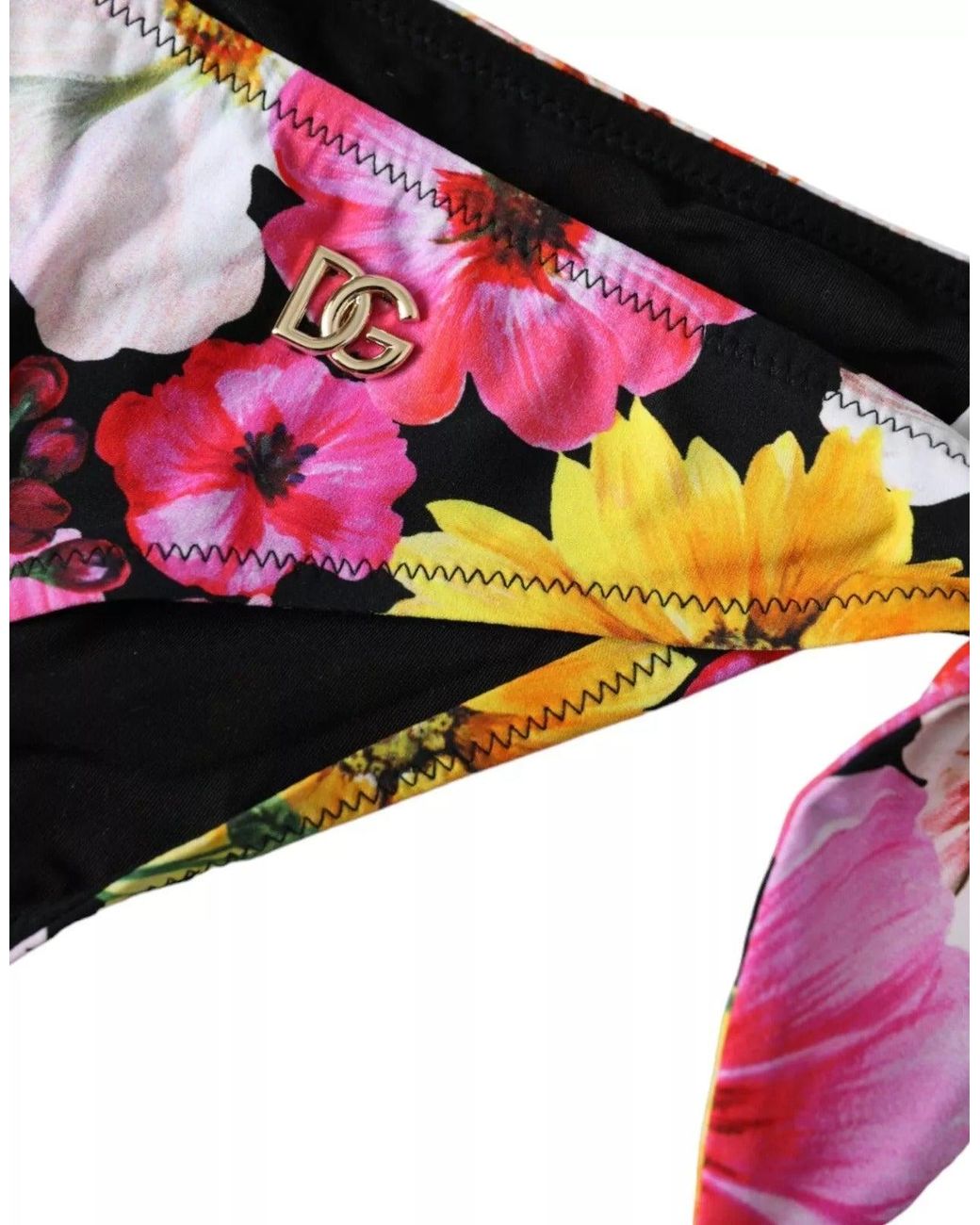 Dolce & Gabbana Red Floral Print Swimsuit Bikini Bottom Swimwear